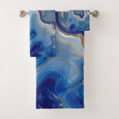 Blauer agate Flüssiger Marmor Badhandtuch Set (Insitu)