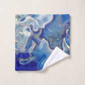 Blauer agate Flüssiger Marmor Badhandtuch Set (Waschlappen)