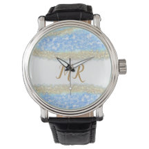 Blauer agate Gold Glitzer funkelnder Monogramm-Nam