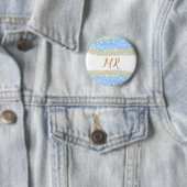 Blauer agate Gold Glitzer funkelnder Monogramm-Nam Button (Beispiel)