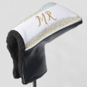 Blauer agate Gold Glitzer funkelnder Monogramm-Nam Golf Headcover (3/4 Vorderseite)