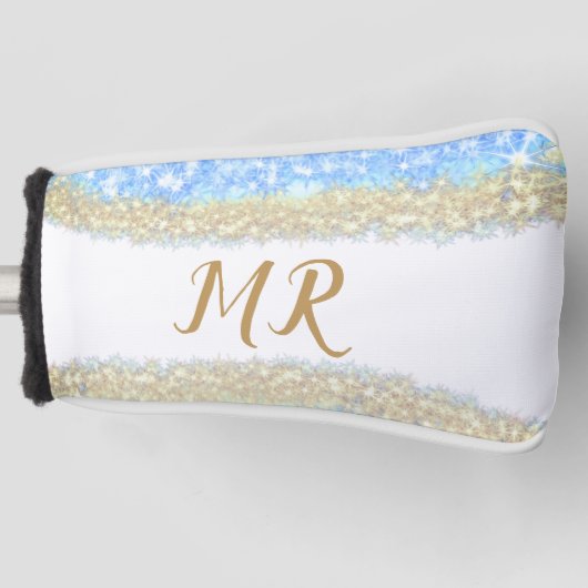 Blauer agate Gold Glitzer funkelnder Monogramm-Nam Golf Headcover (Vorderseite)