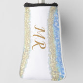 Blauer agate Gold Glitzer funkelnder Monogramm-Nam Golf Headcover (Rotieren 90)