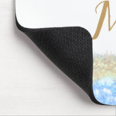 Blauer agate Gold Glitzer funkelnder Monogramm-Nam Mousepad (Ecke)