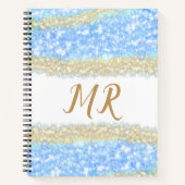 Blauer agate Gold Glitzer funkelnder Monogramm-Nam Notizblock (Vorderseite)