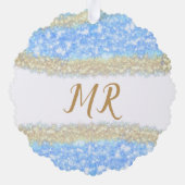 Blauer agate Gold Glitzer funkelnder Monogramm-Nam Ornament Karte (Rückseite)