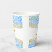 Blauer agate Gold Glitzer funkelnder Monogramm-Nam Pappbecher (Links)