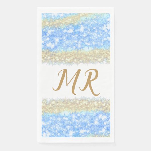 Blauer agate Gold Glitzer funkelnder Monogramm-Nam Serviette (Vorderseite)