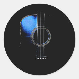 Blauer Akustikgitarren-Aufkleber Runder Aufkleber