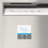 Blauer Akzent Damask Speichern Sie das Datumsfenst Magnet (In Situ (Geschirrspüler))