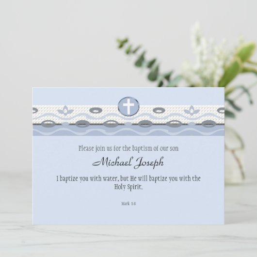 Blauer Akzent Einladung (Stehend Vorderseite)