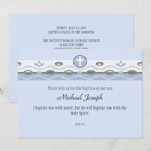 Blauer Akzent Einladung (Vorne/Hinten)