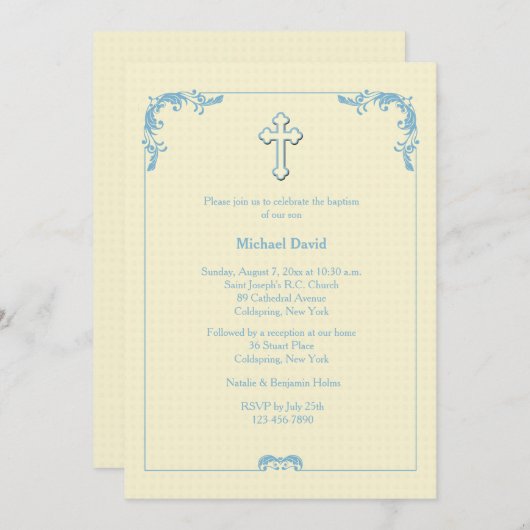 Blauer Akzent Einladung (Vorne/Hinten)