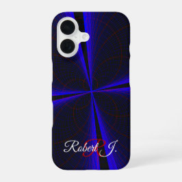 Blauer Akzent-Kleeblatt-Geometrie-iPhone 16-Hülle iPhone 16 Hülle
