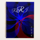 Blauer Akzent Rotierender Geometrischer Spiralplan Planer (Vorderseite)