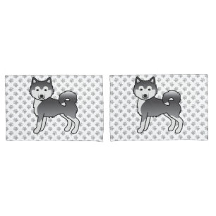 Blauer Alaskan Malamute Süßer Cartoon-Hund Kissenbezug