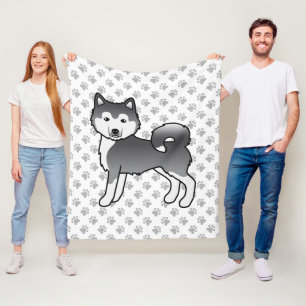 Blauer Alaskan Malamute Süßer Cartoon-Hund & Pfote Fleecedecke
