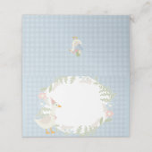 Blauer Albern Gänse Gingham Baby Dusche Platzkarte (Außenseite Aufgefaltet)