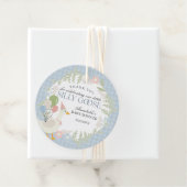 Blauer Albern Gänse Gingham Baby Duschfavoriten Geschenkanhänger (Beispiel)