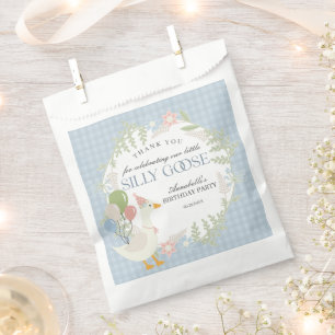 Blauer Albern Gänse Gingham Geburtstagsfavoriten Geschenktütchen