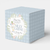 Blauer Alberne Gänse Floral Gingham Birthday Geschenkschachtel (Rückseite)