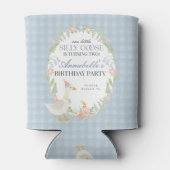 Blauer Alberner Gänse Floral Gingham Birthday Favo Dosenkühler (Rückseite)