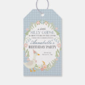 Blauer Alberner Gänse Floral Gingham Birthday Favo Geschenkanhänger (Rückseite)