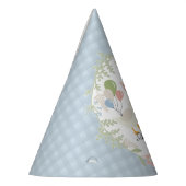 Blauer Alberner Gänse Floral Gingham Birthday Favo Partyhütchen (Links)