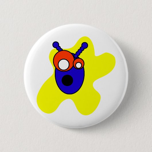 Blauer alien-Kopf Button (Vorderseite)