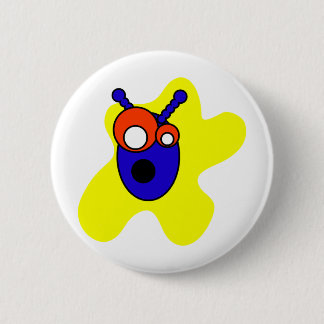 Blauer alien-Kopf Button