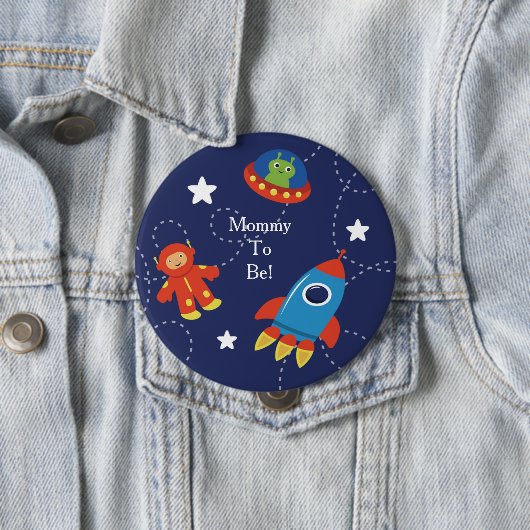 Blauer alien-Raum-personalisierte Mama, zum Knopf Button (Beispiel)