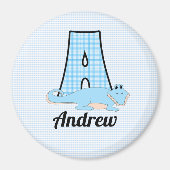 Blauer Alligator mit Monogramm A Magnet (Vorne)