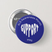 Blauer ALS-Aufklärungsmonat-Button Button (Vorne & Hinten)