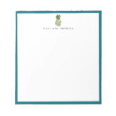 Blauer Ananas-Blauer Rahmen Notizblock (Vorderseite)