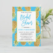 Blauer Ananas Bridal Dusche Einladung (Stehend Vorderseite)