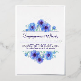 Blauer Anemon Blütenfarbe Verlobung Folieneinladung