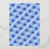 Blauer Anemon Blütenfarbe Verlobung Folieneinladung (Rückseite)