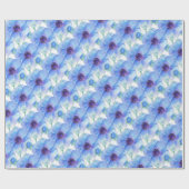 Blauer Anemon botanische Aquarellkunst Geschenkpapier (Flach)