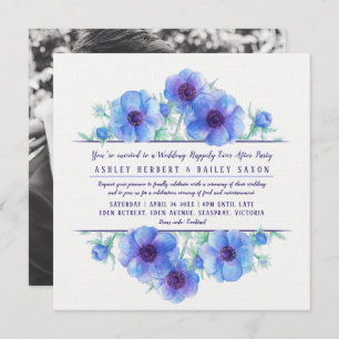 Blauer Anemon glücklich immer nach der Hochzeitsfe Einladung