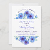 Blauer Anemon Hochzeitssaal Aquarell Foto Einladung (Vorderseite)