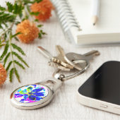 Blauer Anemon Schlüsselanhänger (Seite)