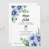 Blauer Anemon und Eukalyptus - Einladung zur Hochz (Vorne/Hinten)