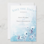 Blauer Anemone Garden Save the Date Einladung (Vorderseite)