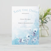 Blauer Anemone Garden Save the Date Einladung (Stehend Vorderseite)