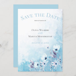 Blauer Anemone Garden Save the Date Einladung