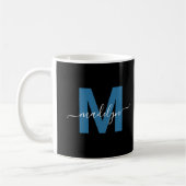 Blauer Anfangsbuchstabe Namensmonogramm Kaffeetasse (Links)