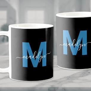 Blauer Anfangsbuchstabe Namensmonogramm Kaffeetasse
