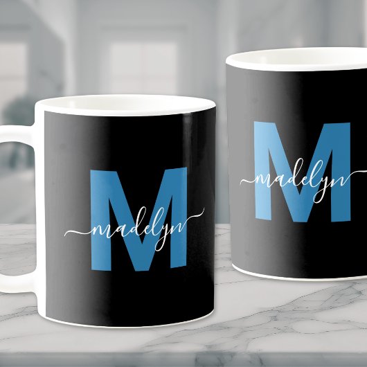Blauer Anfangsbuchstabe Namensmonogramm Kaffeetasse