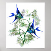 Blauer Angelfisch in Pflanze Poster (Vorne)
