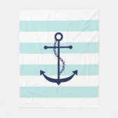 Blauer Anker auf Minzstreifen Fleecedecke (Vorderseite)